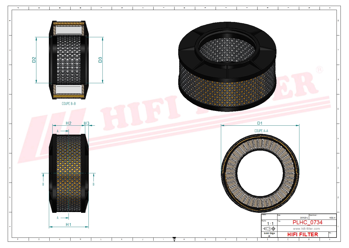 Schema tecnico Filtro olio