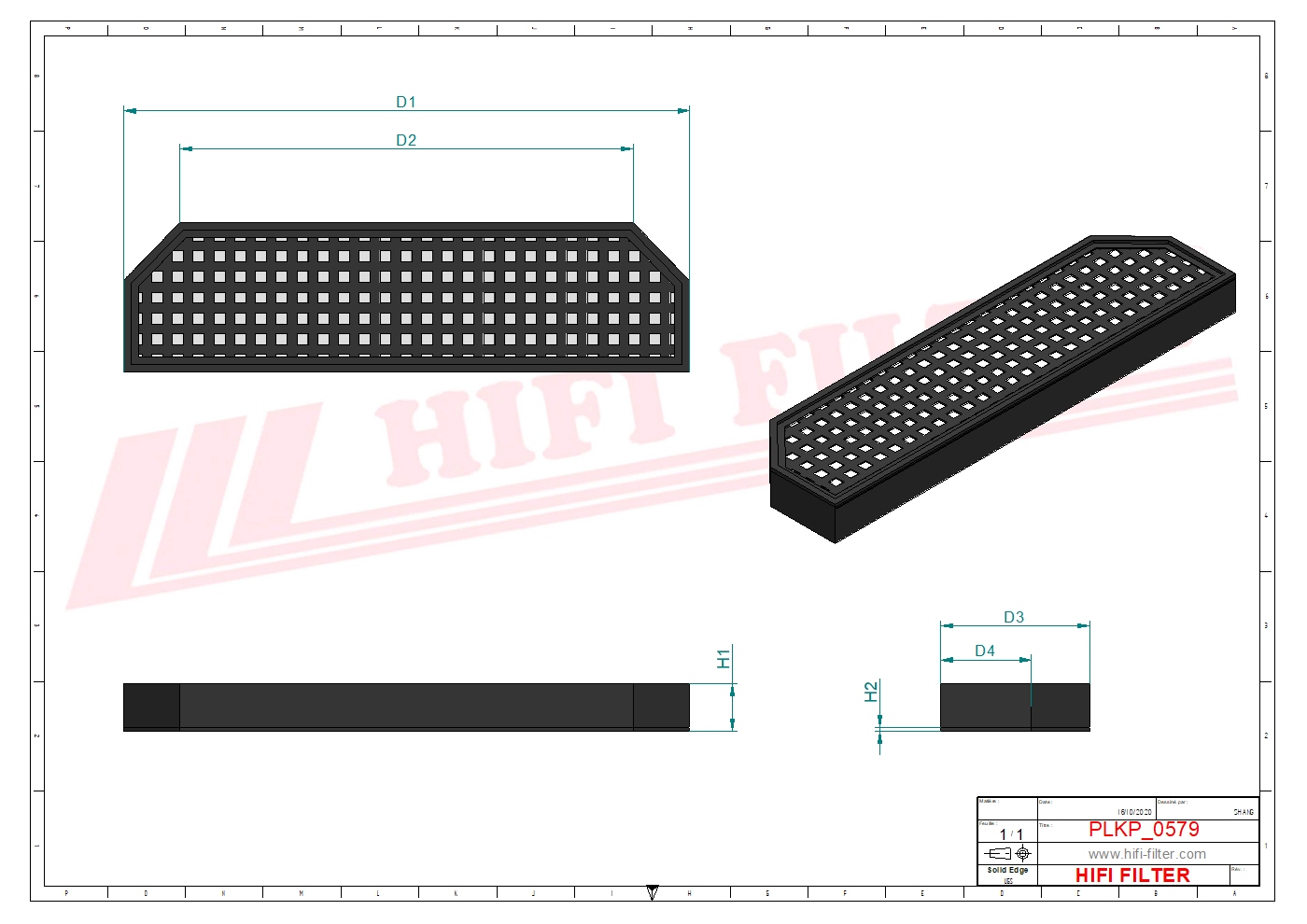 Schema tecnico Filtro abitacolo ai carboni attivi