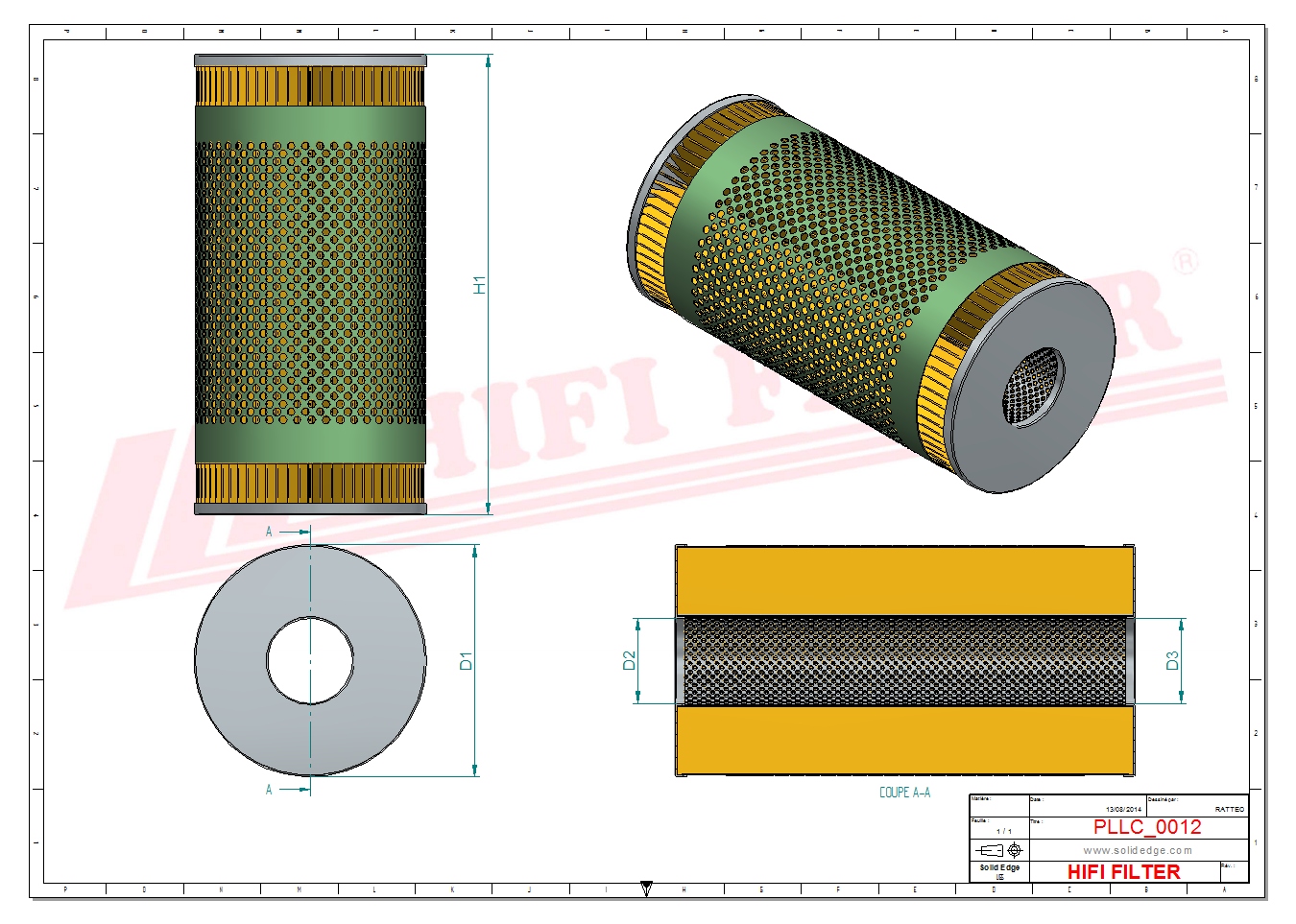 Schema tecnico Filtro olio