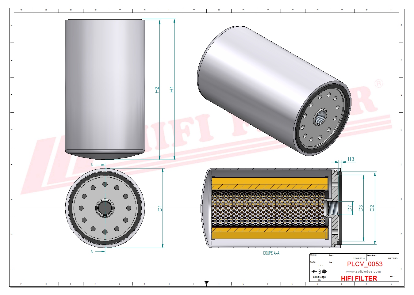 Schema tecnico Filtro carburante 0003600540 per trattori e macchine agricole