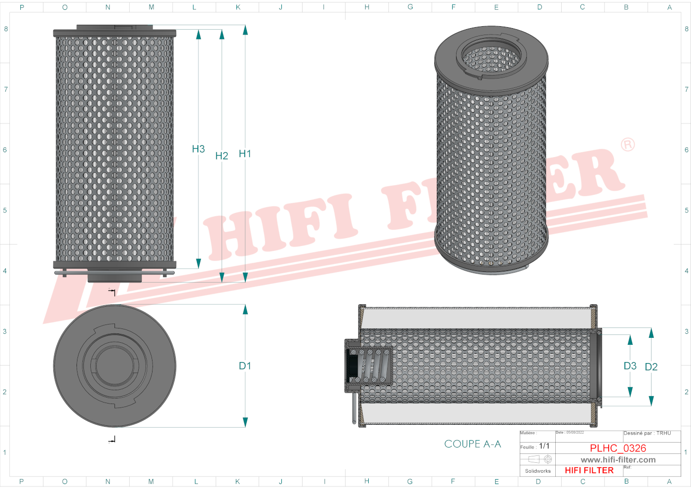 Schema tecnico Filtro idraulico 938291Q per trattori e macchine agricole