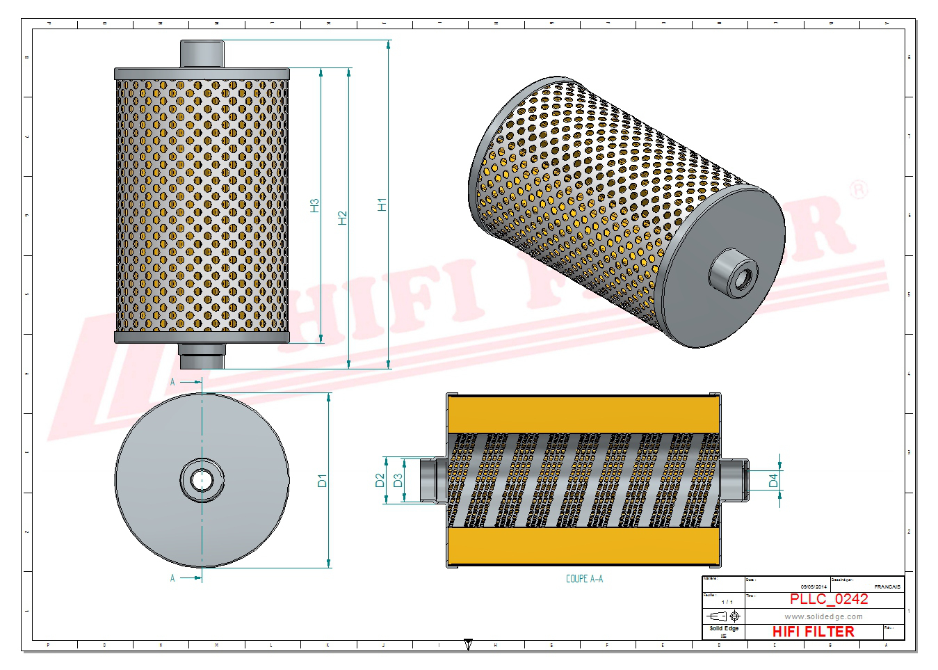 Schema tecnico Filtro olio