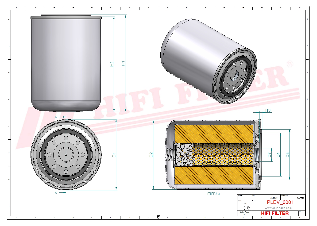 Schema tecnico Filtro Per Liquido Raffredamento P55-4019 per trattori e macchine agricole