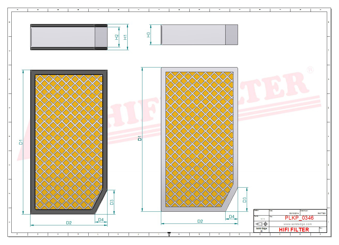 Schema tecnico Filtro abitacolo ai carboni attivi