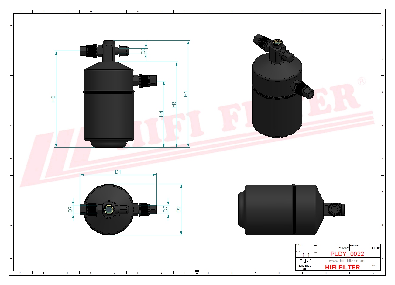 Schema tecnico Filtro Desidratatore Per Climatizzatori 0013003410 per trattori e macchine agricole