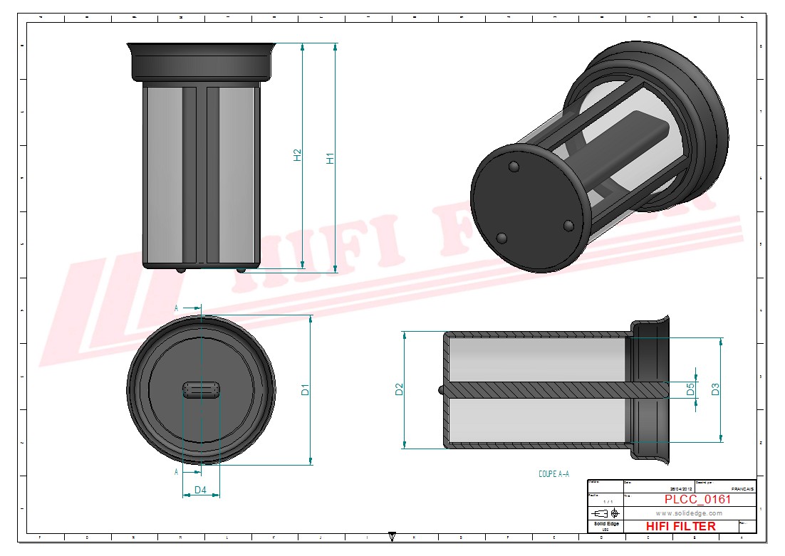 Schema tecnico Filtro Urea U1002 per trattori e macchine agricole