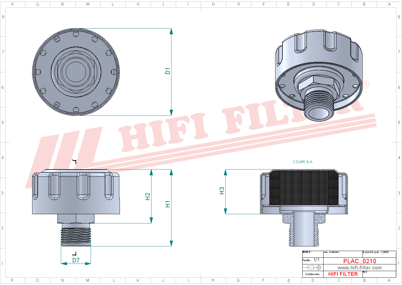 Schema tecnico Filtro aria