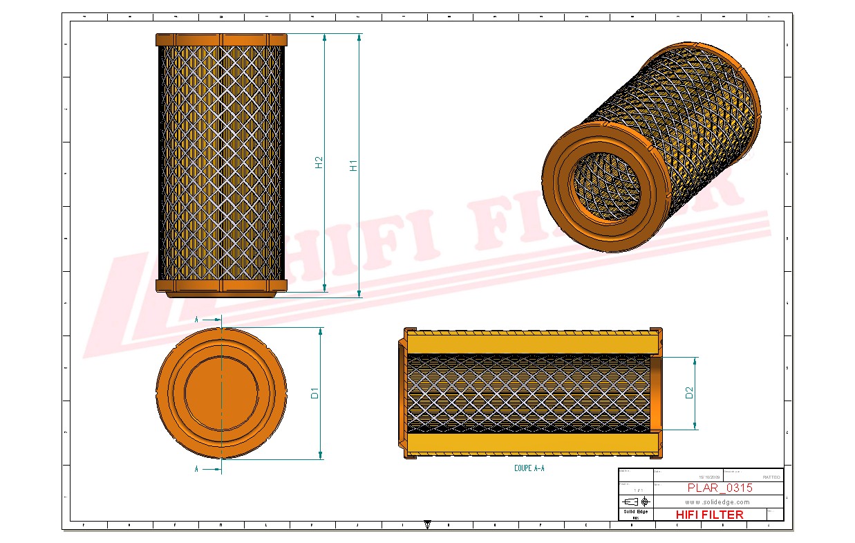 Schema tecnico Filtro aria