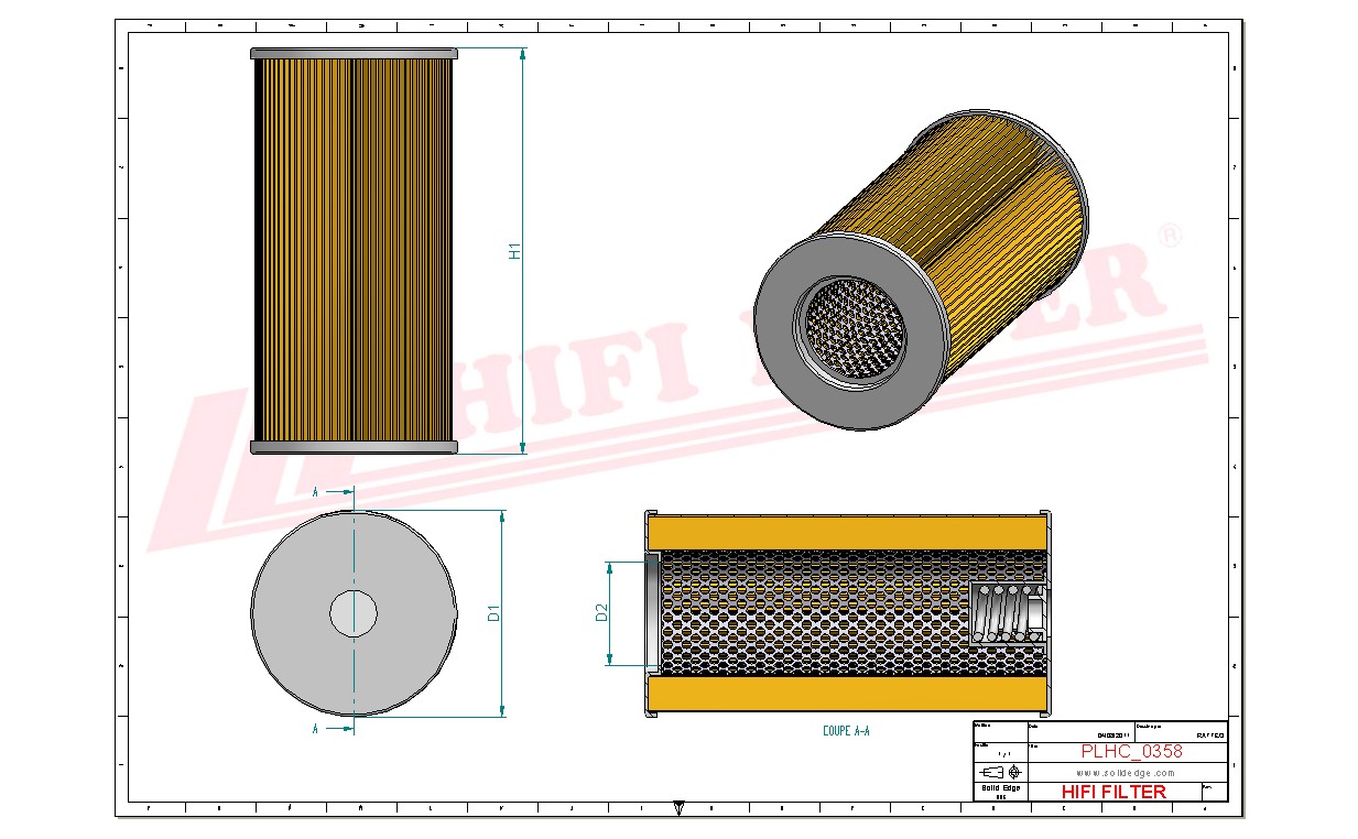 Schema tecnico Filtro olio