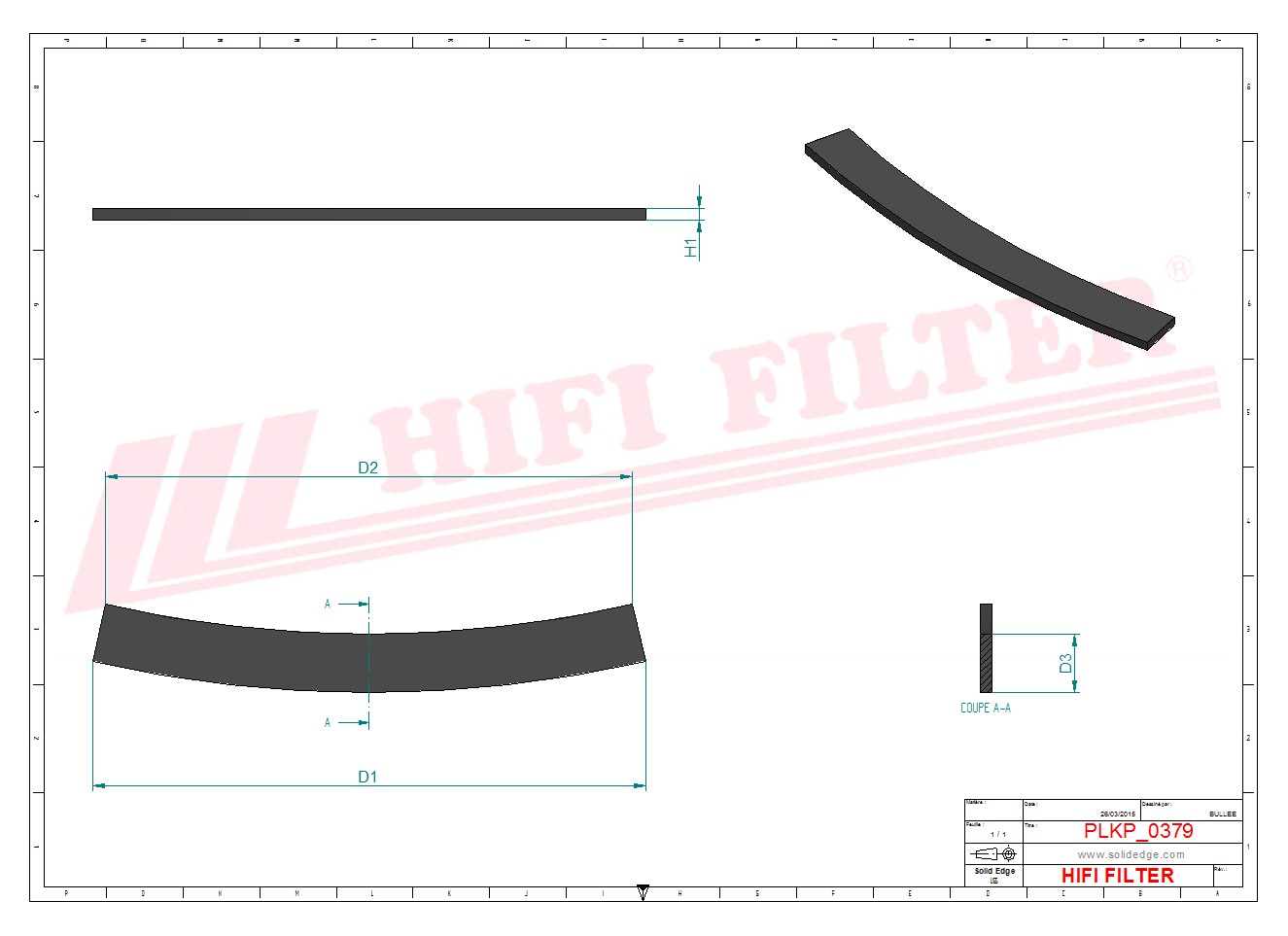Schema tecnico Prefiltro aria