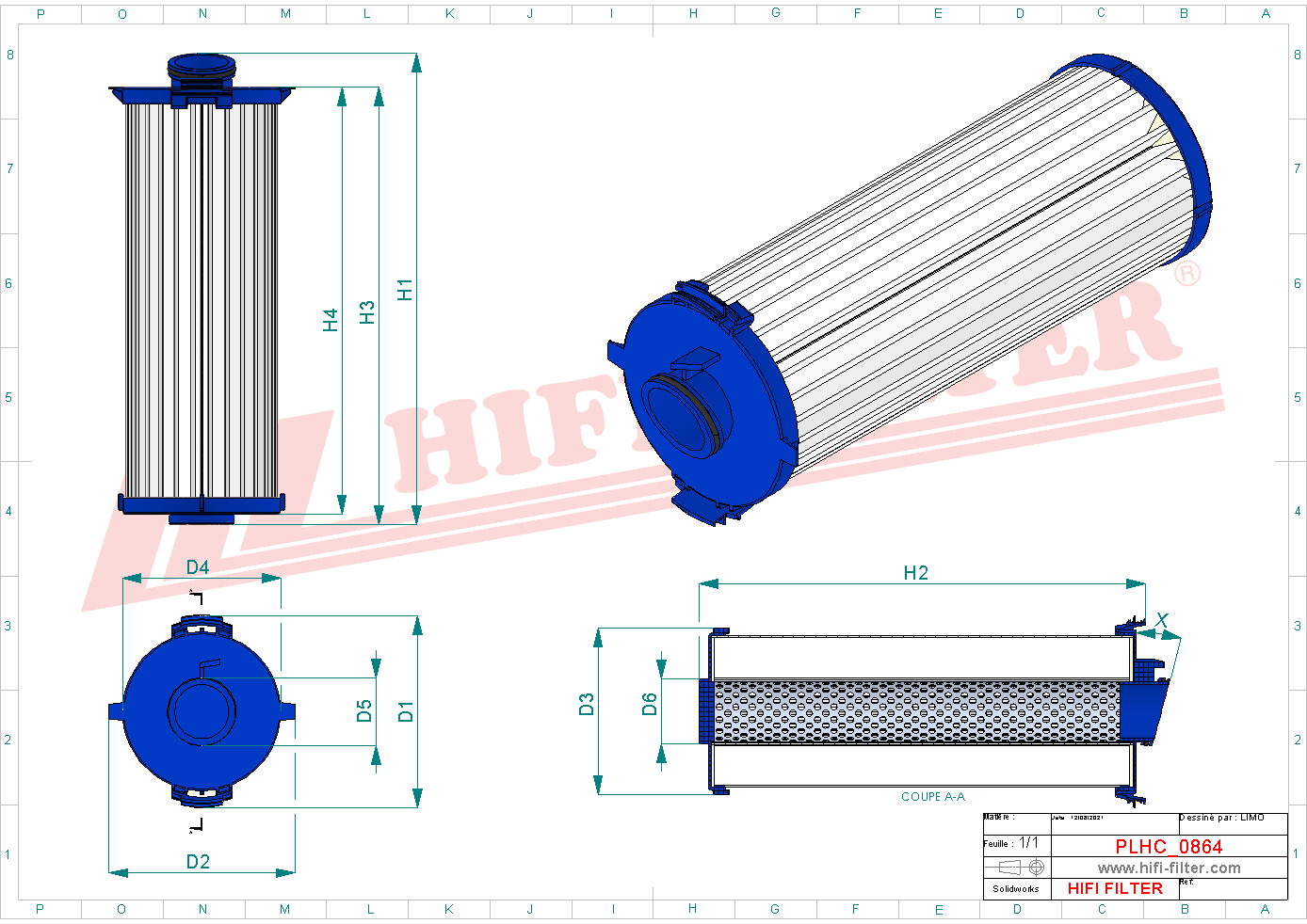 Schema tecnico Filtro olio