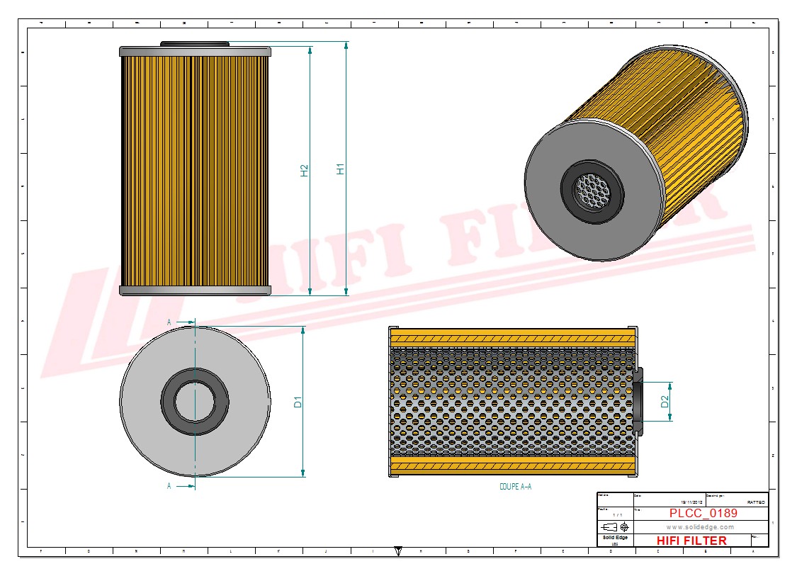 Schema tecnico Filtro carburante