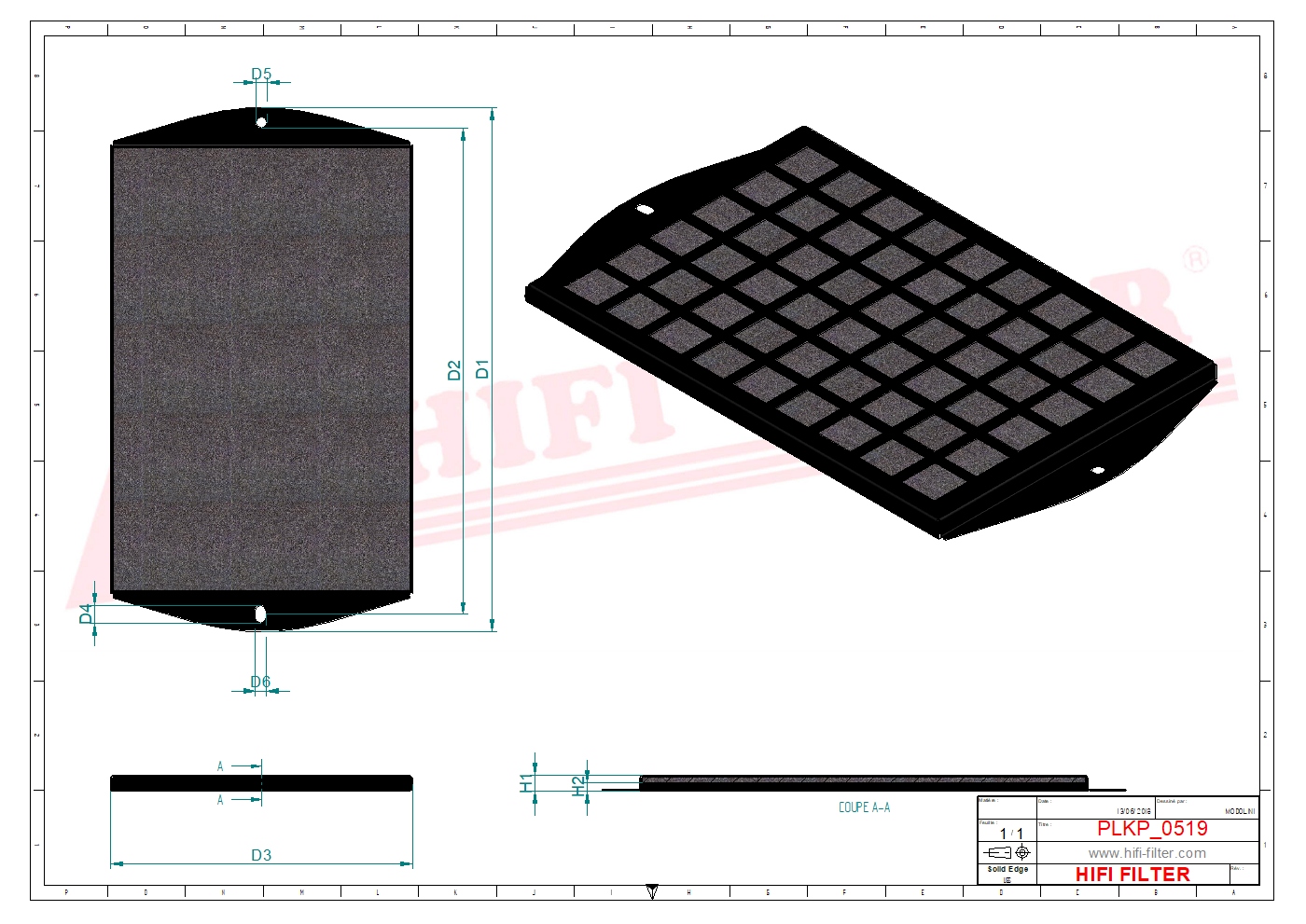 Schema tecnico Filtro abitacolo 1200092076 per trattori e macchine agricole