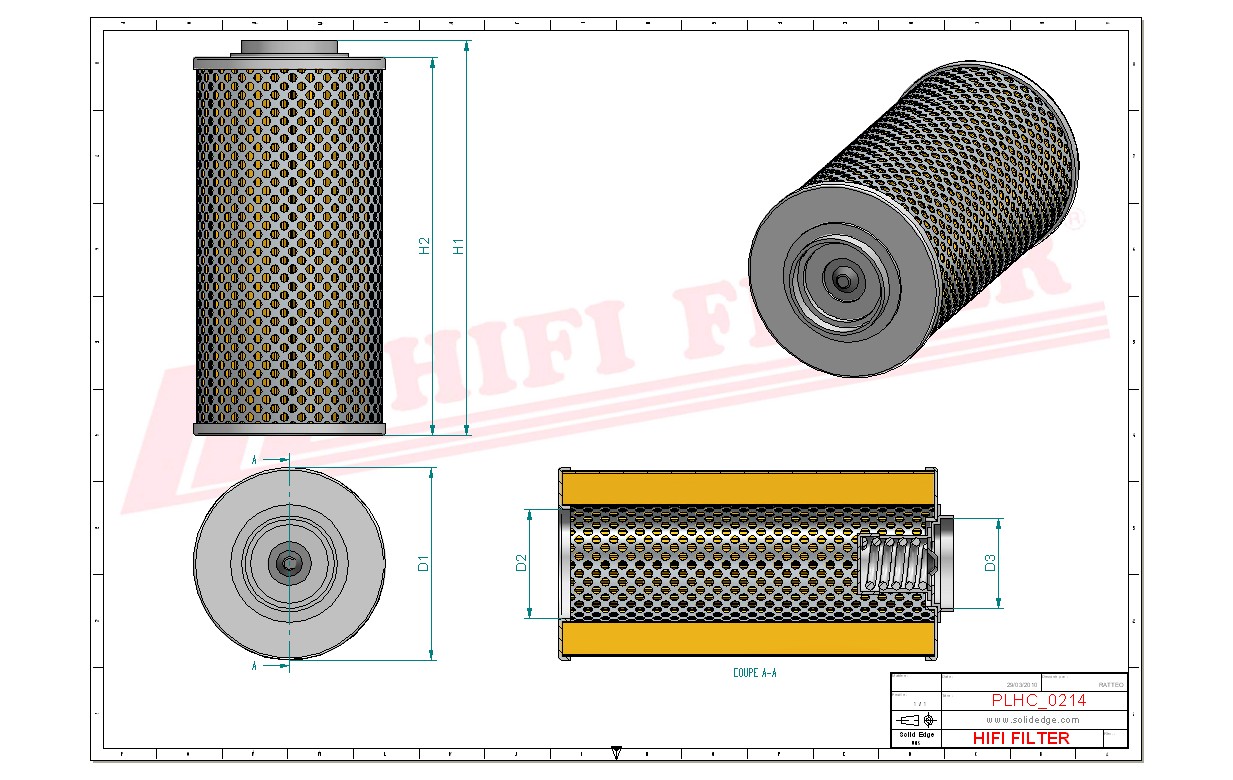 Schema tecnico Filtro idraulico 30.1336 per trattori e macchine agricole