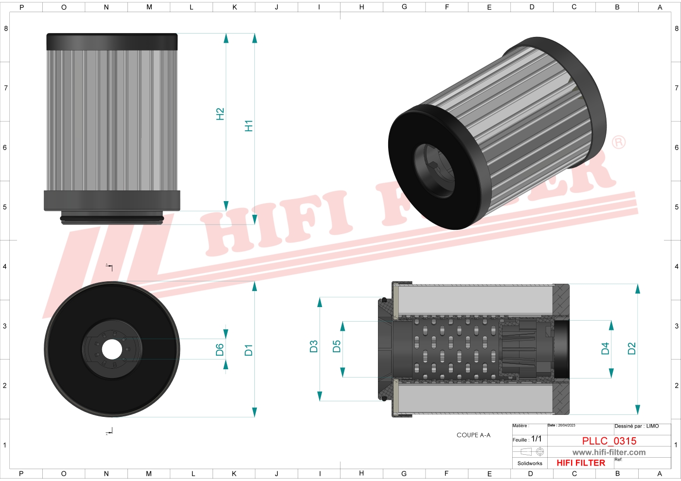 Schema tecnico Filtro olio 1200510189 per trattori e macchine agricole