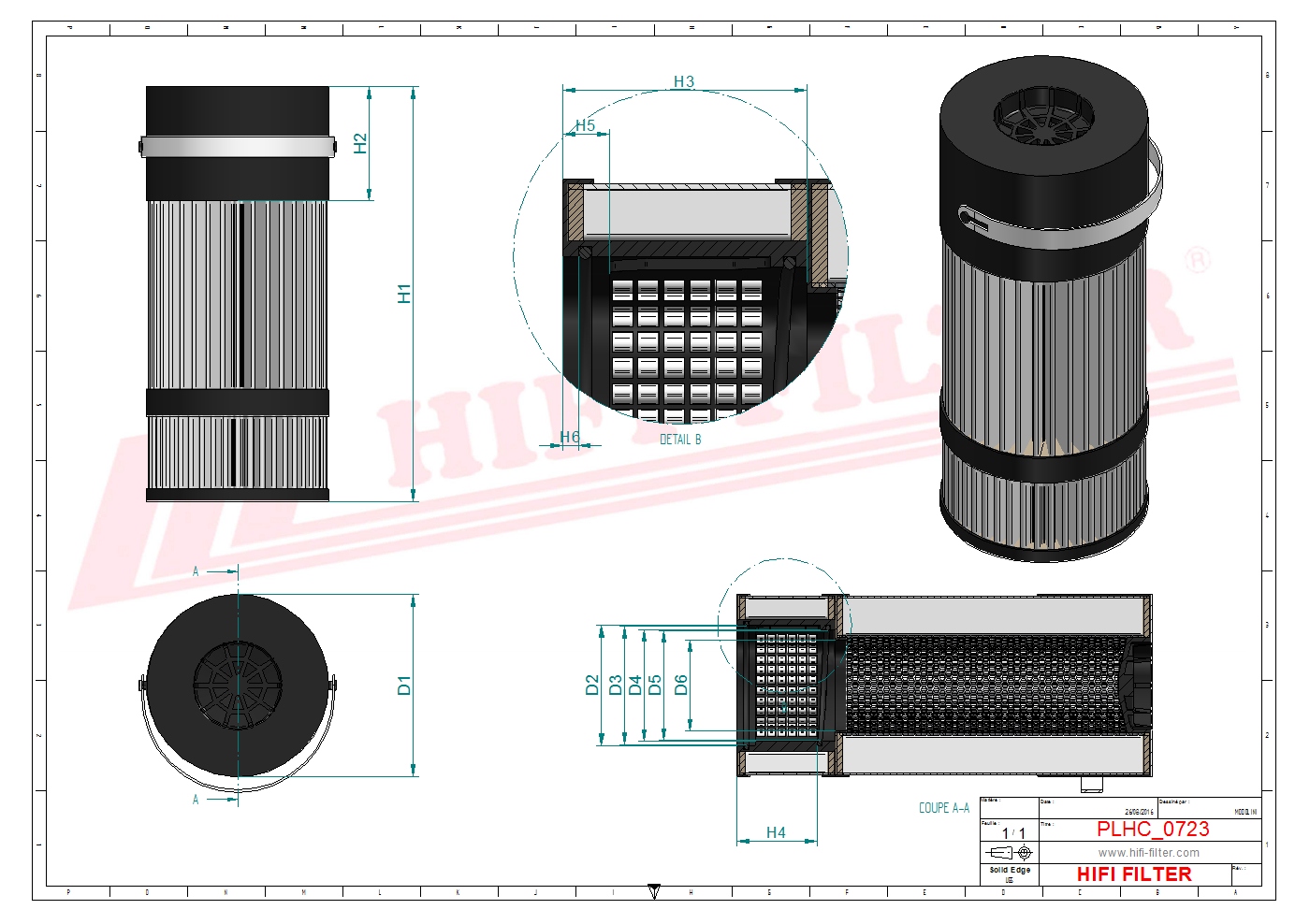 Schema tecnico Filtro olio