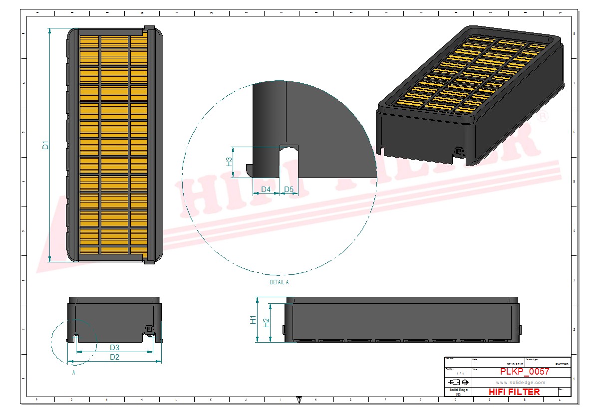 Schema tecnico Filtro abitacolo ai carboni attivi
