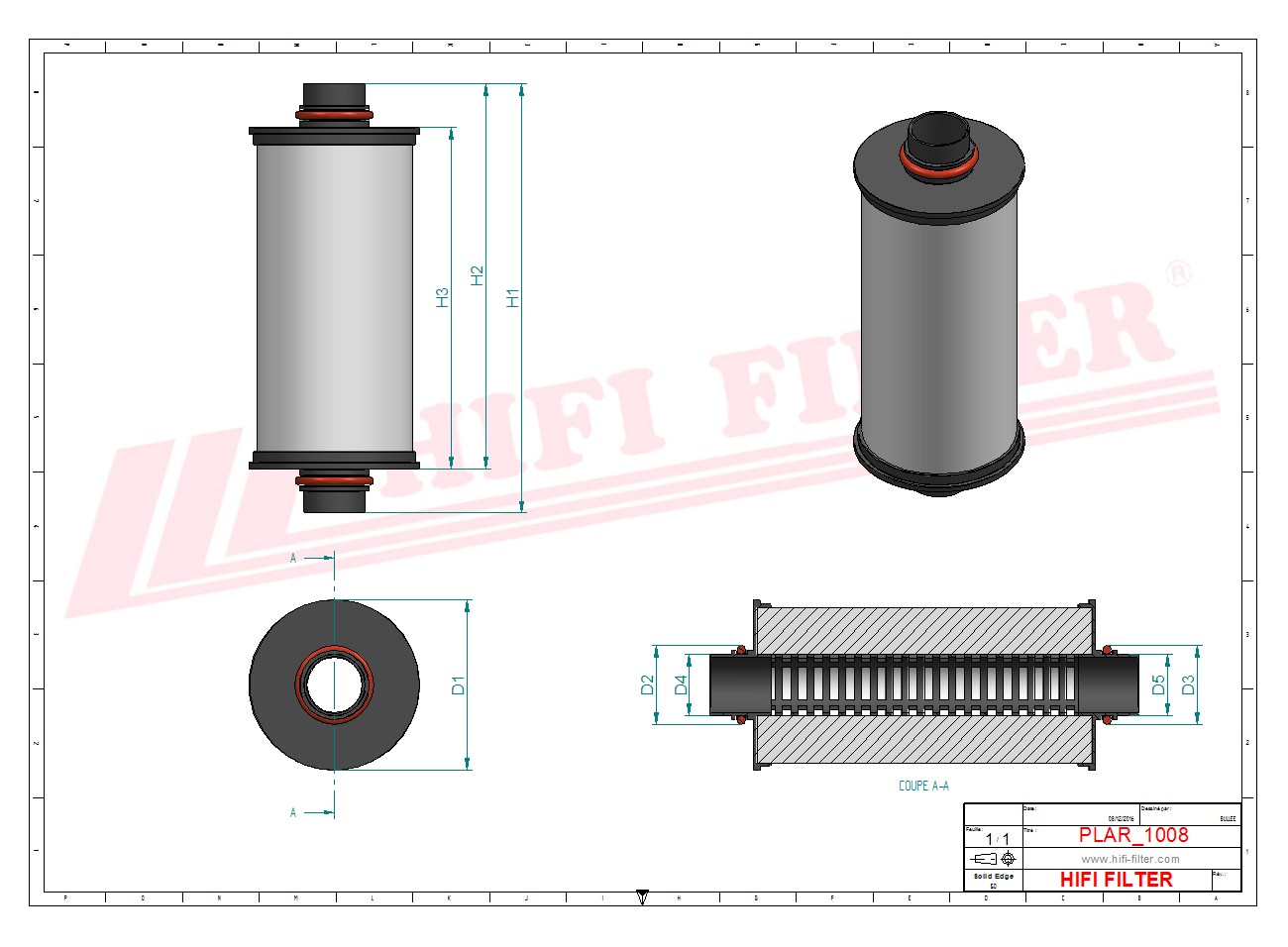 Schema tecnico Filtro Aerazione Motore 7004908 per trattori e macchine agricole