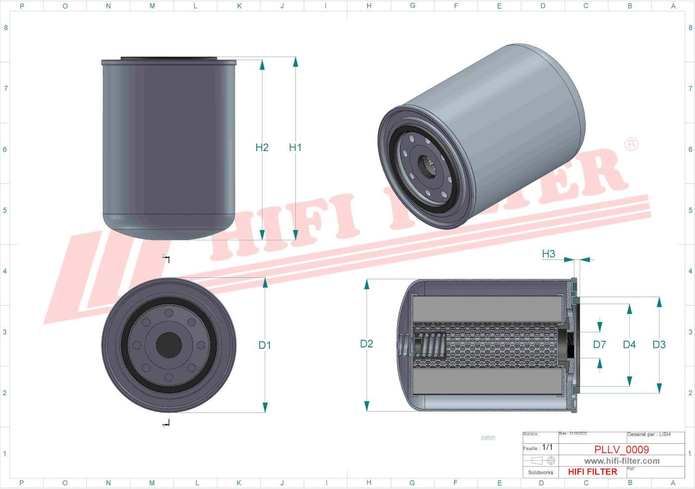 Schema tecnico Filtro olio 0011608970 per trattori e macchine agricole