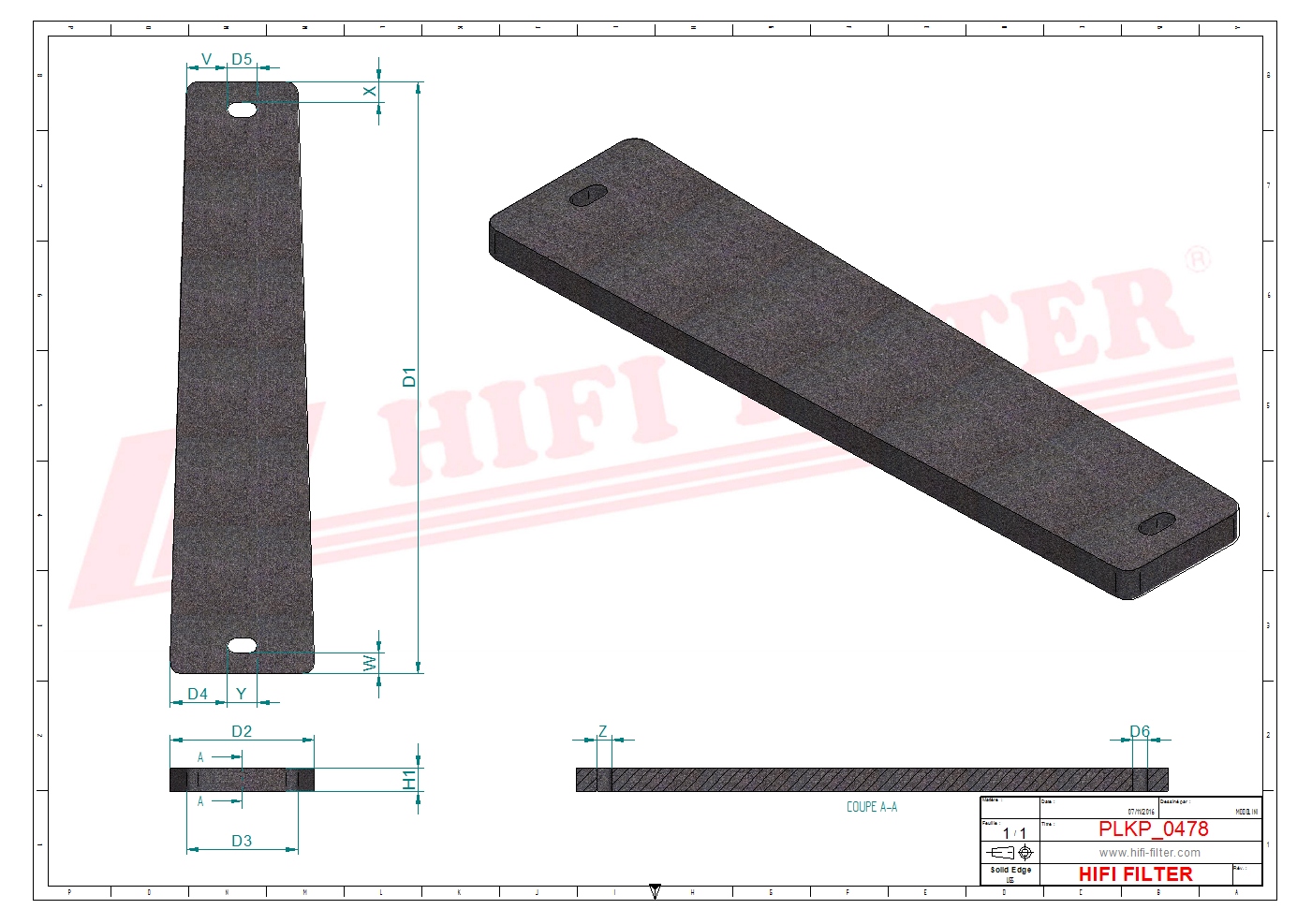 Schema tecnico Prefiltro aria