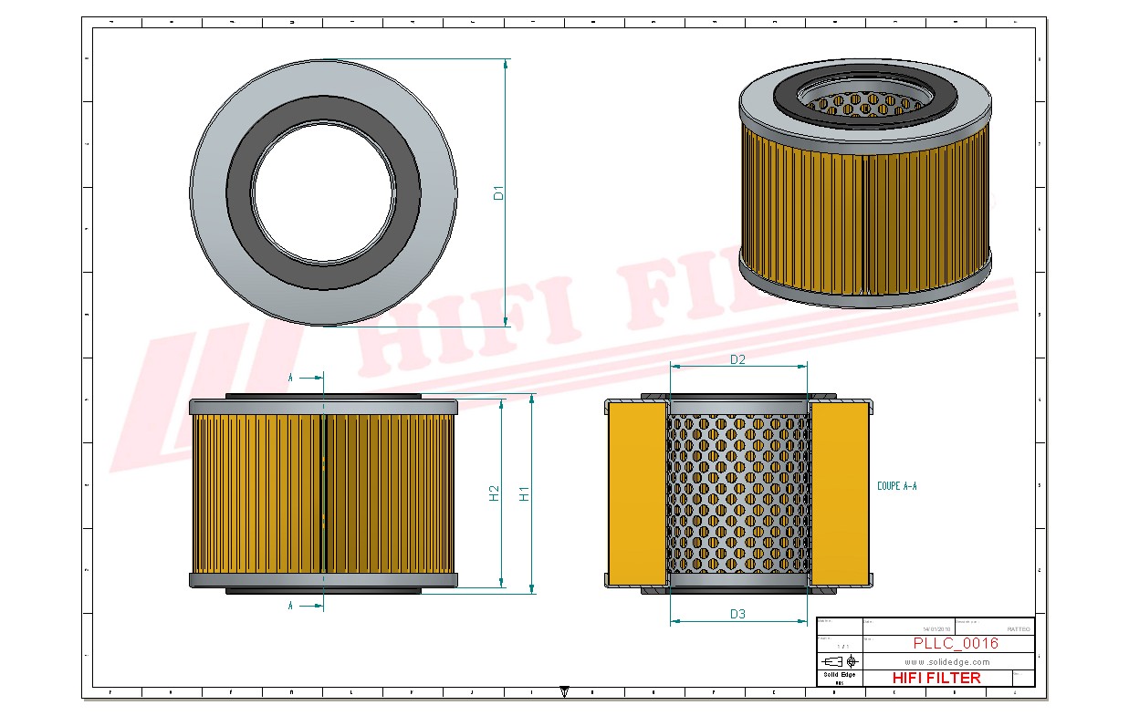 Schema tecnico Filtro olio 998435R91 per trattori e macchine agricole