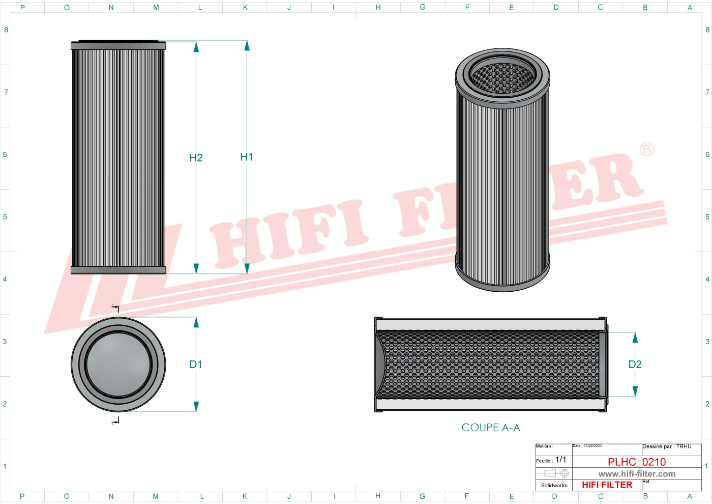 Schema tecnico Filtro olio