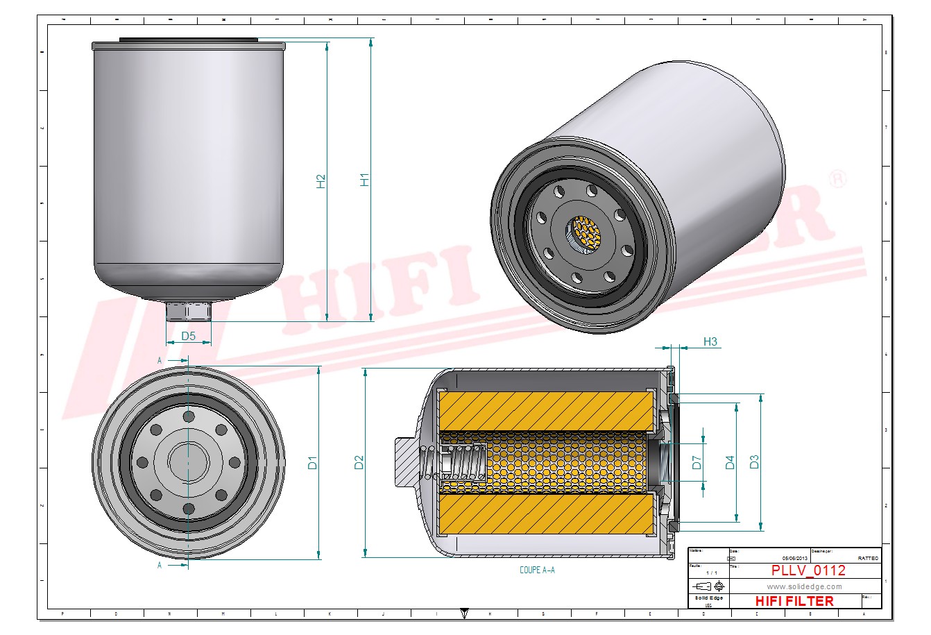 Schema tecnico Filtro olio
