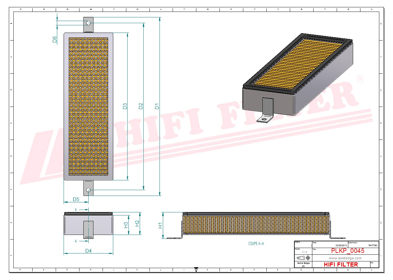 Schema tecnico Filtro abitacolo 1200088873 per trattori e macchine agricole