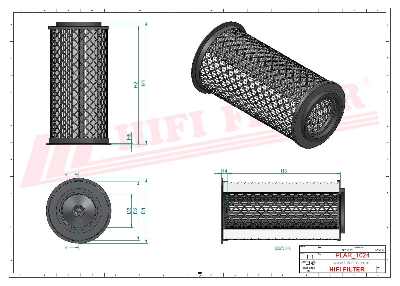Schema tecnico Filtro aria