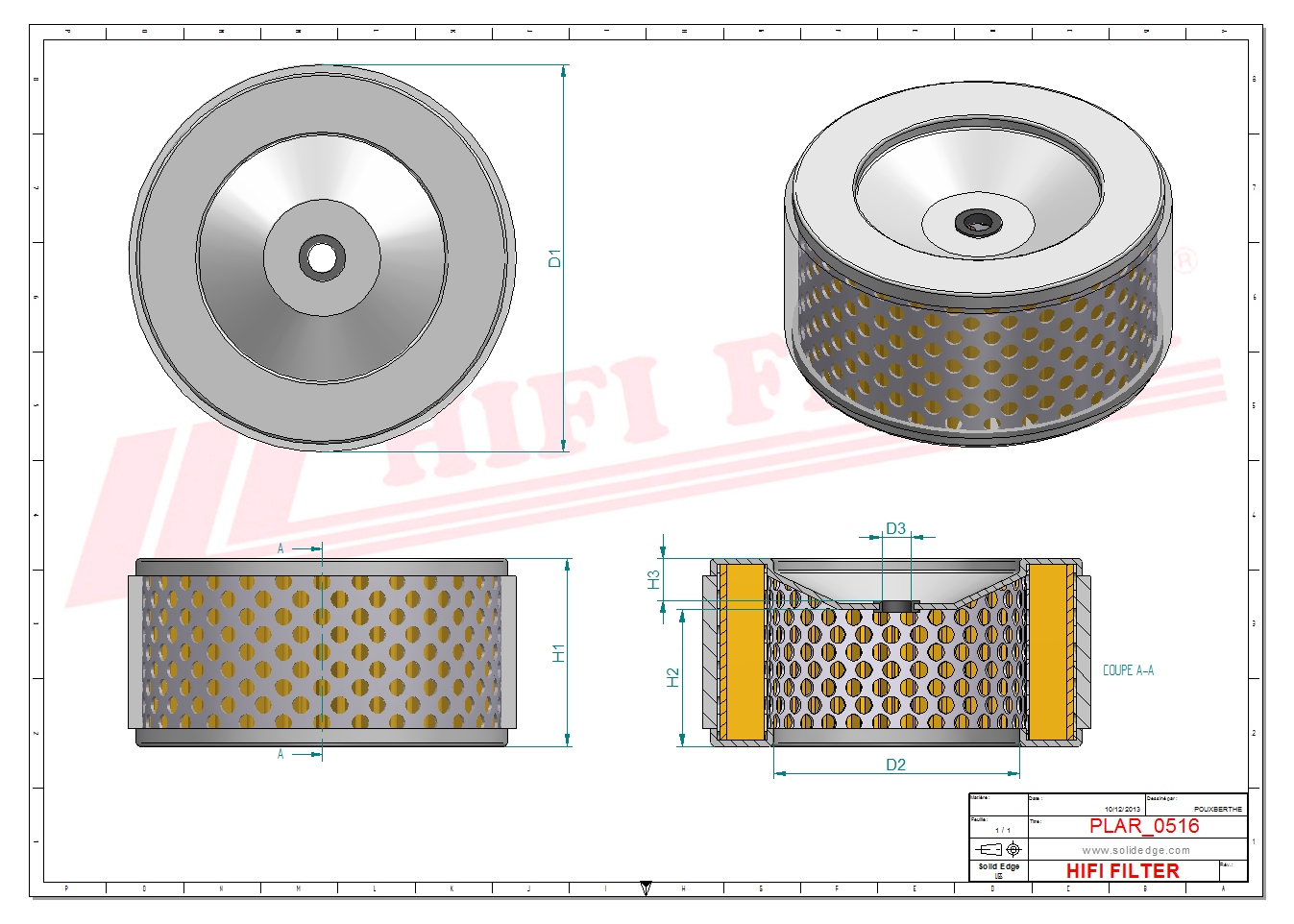 Schema tecnico Filtro aria WAI104484 per trattori e macchine agricole