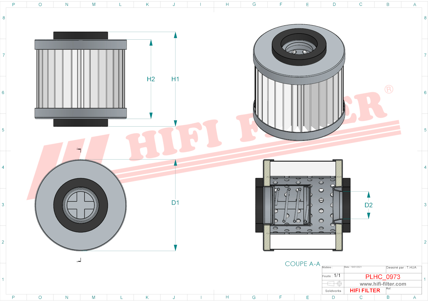 Schema tecnico Filtro olio