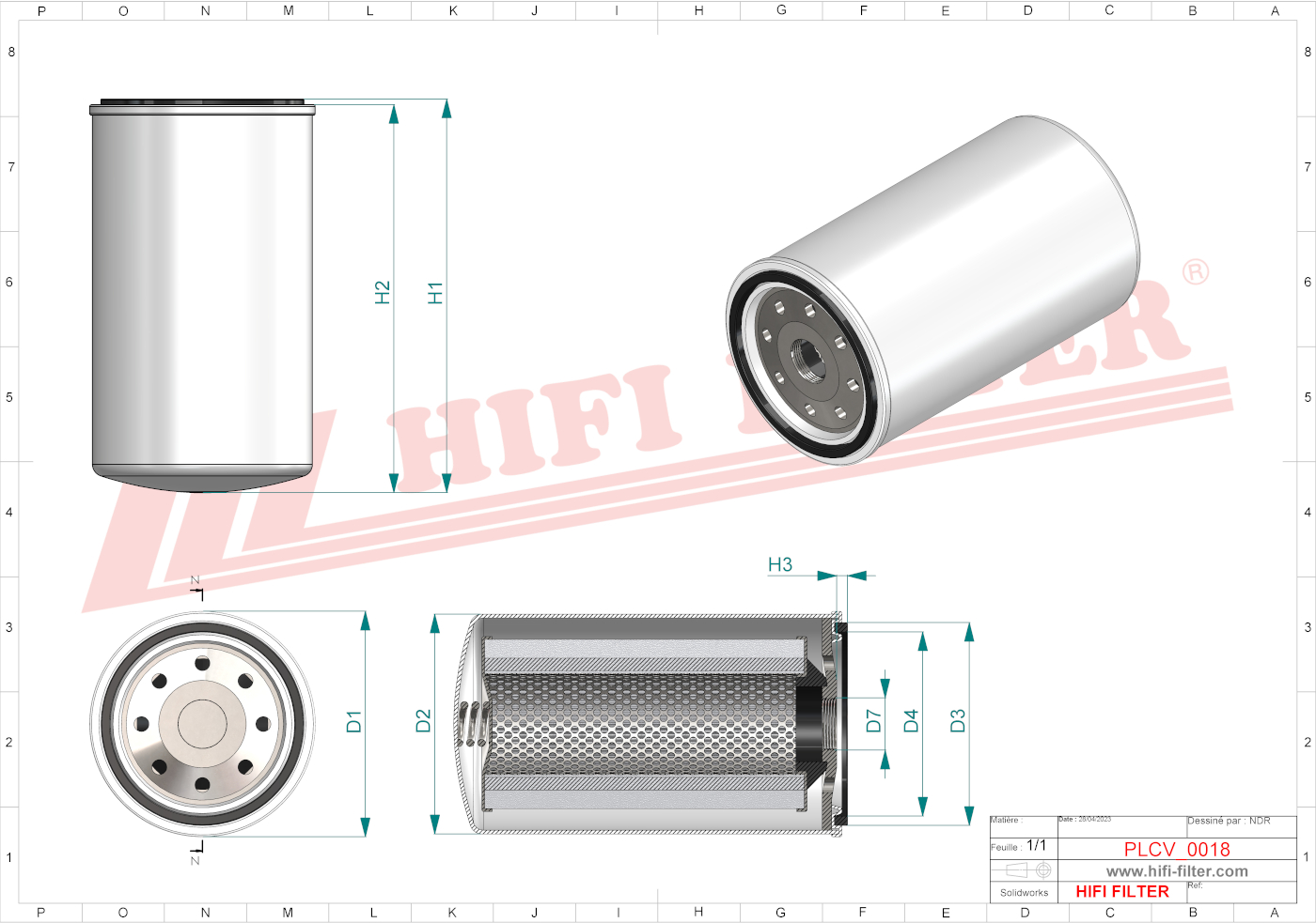 Schema tecnico Filtro carburante