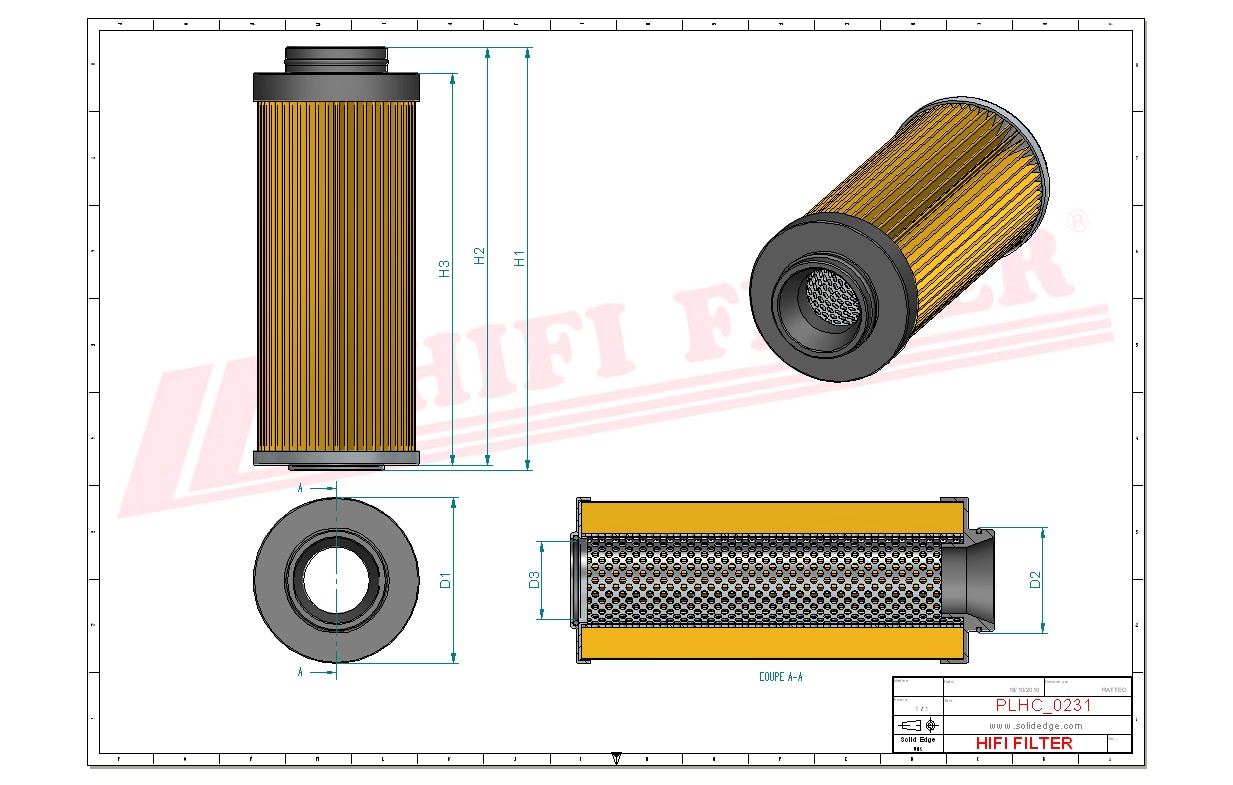 Schema tecnico Filtro olio
