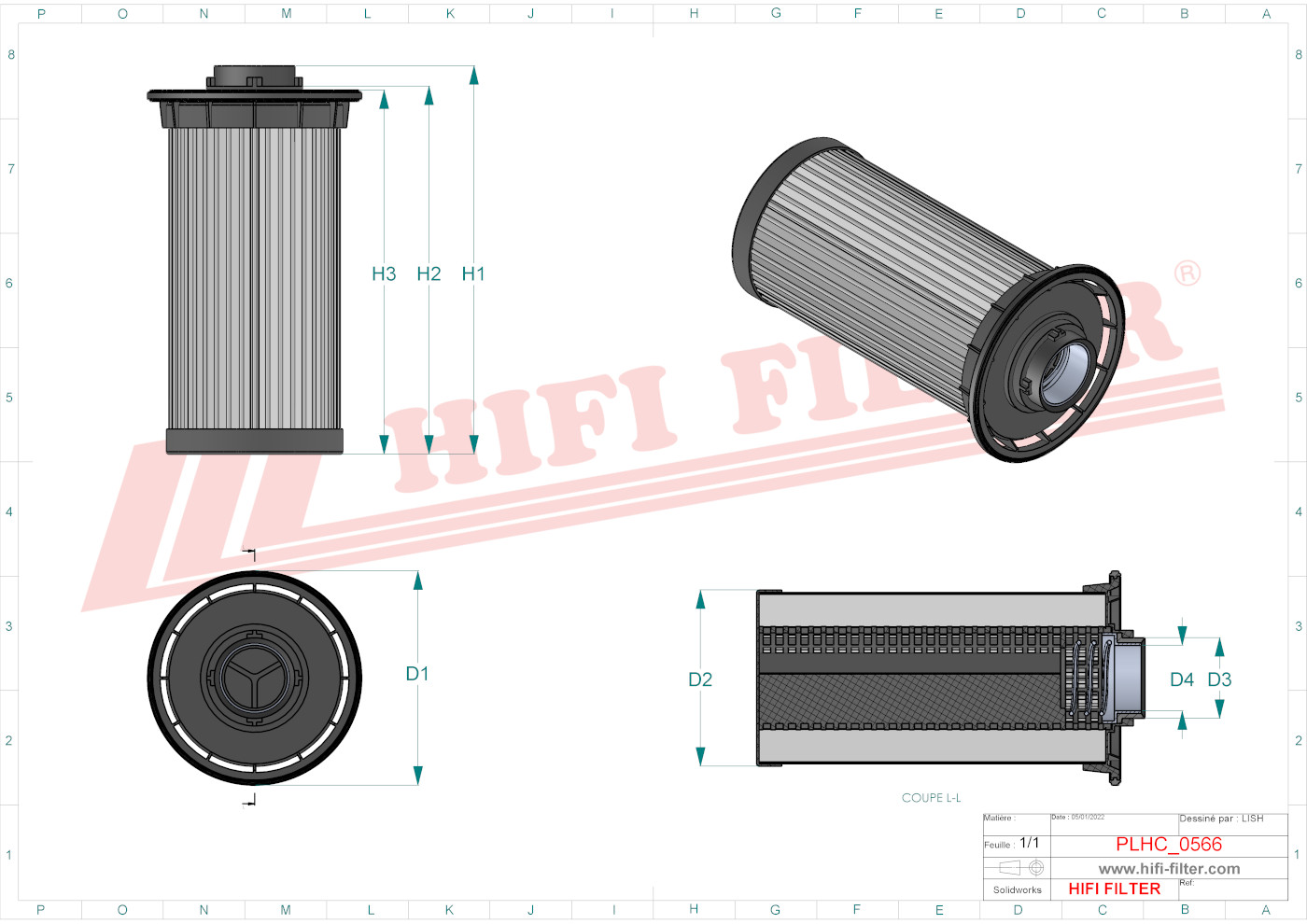 Schema tecnico Filtro idraulico 11824100 per trattori e macchine agricole
