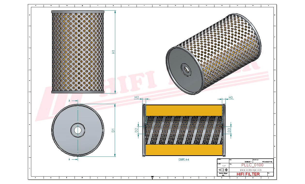 Schema tecnico Filtro olio
