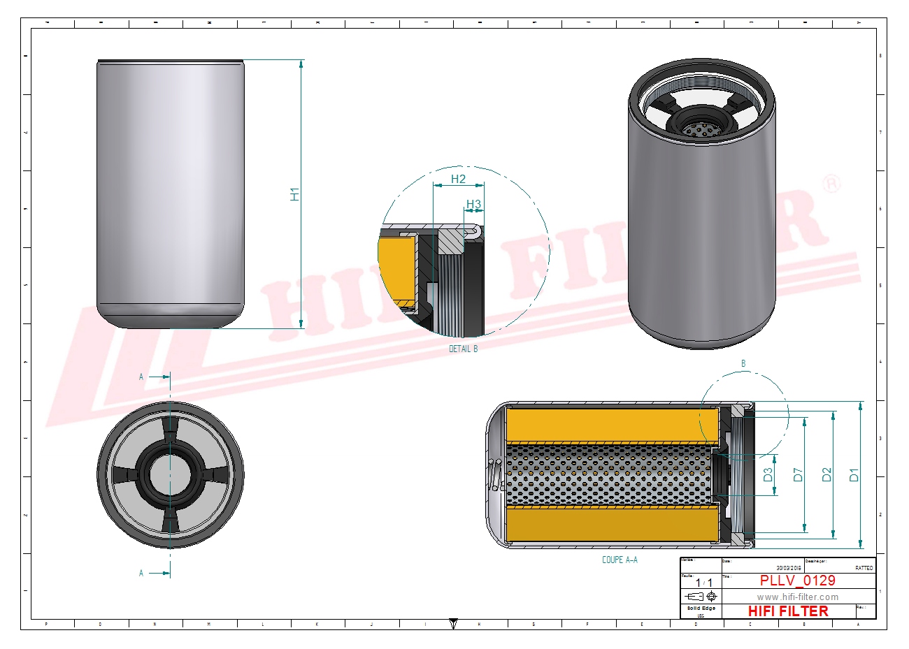 Schema tecnico Filtro olio