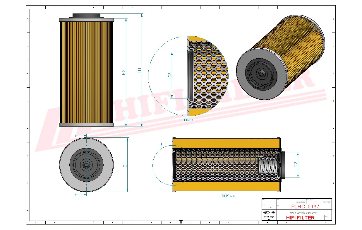 Schema tecnico Filtro olio
