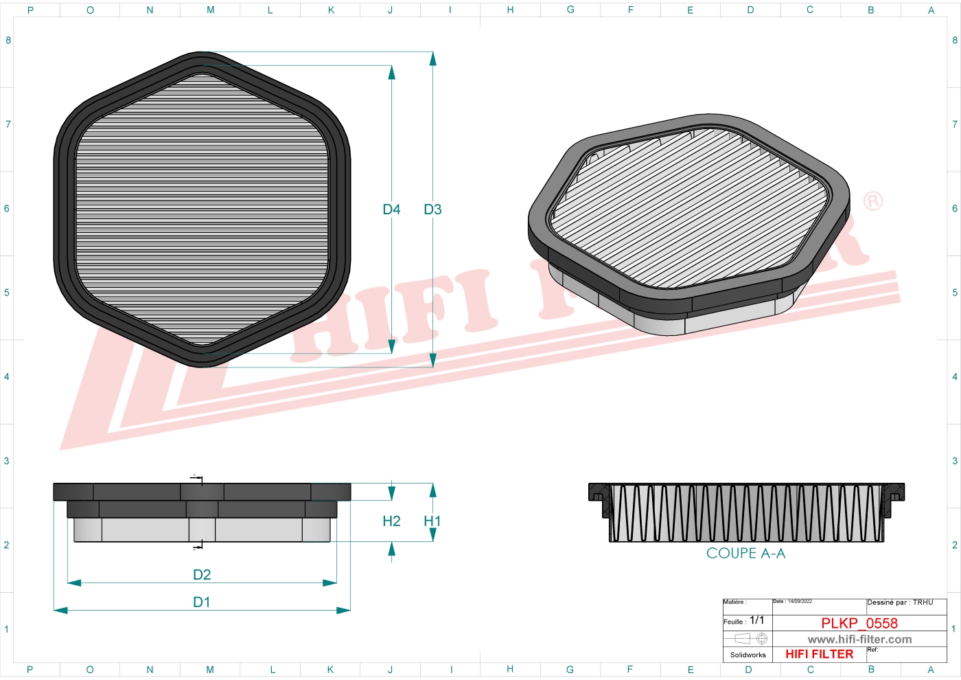 Schema tecnico Filtro abitacolo CK1344 per trattori e macchine agricole