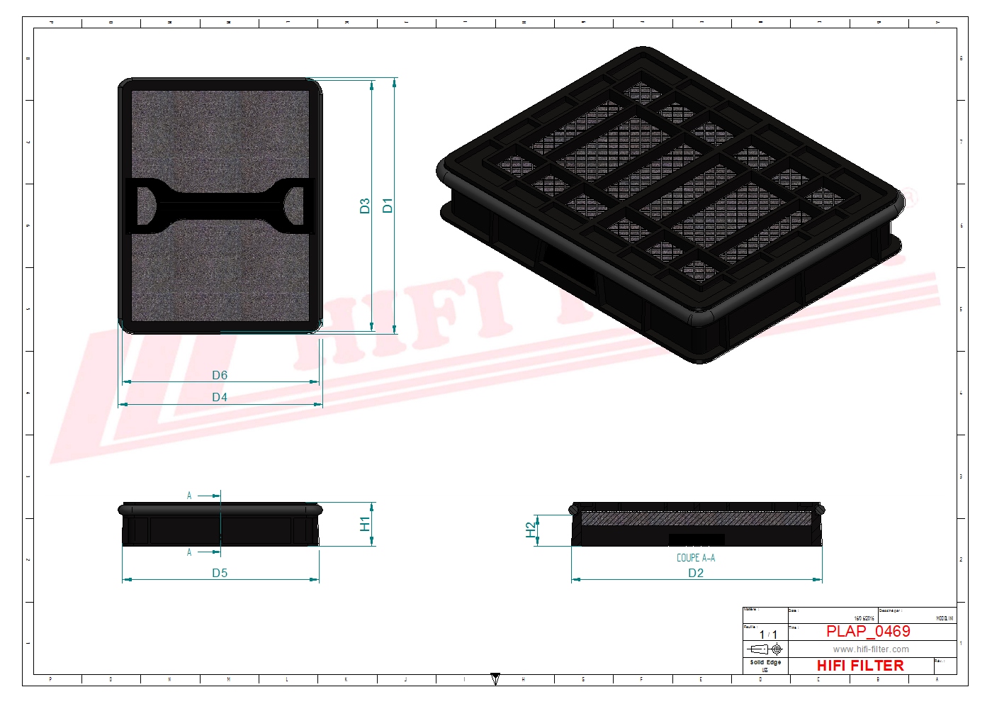 Schema tecnico Filtro aria