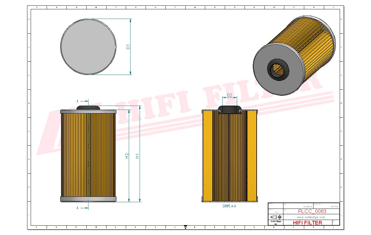Schema tecnico Filtro carburante