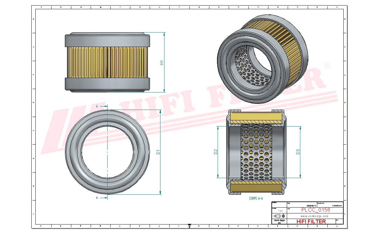 Schema tecnico Filtro carburante 17266-52300 per trattori e macchine agricole