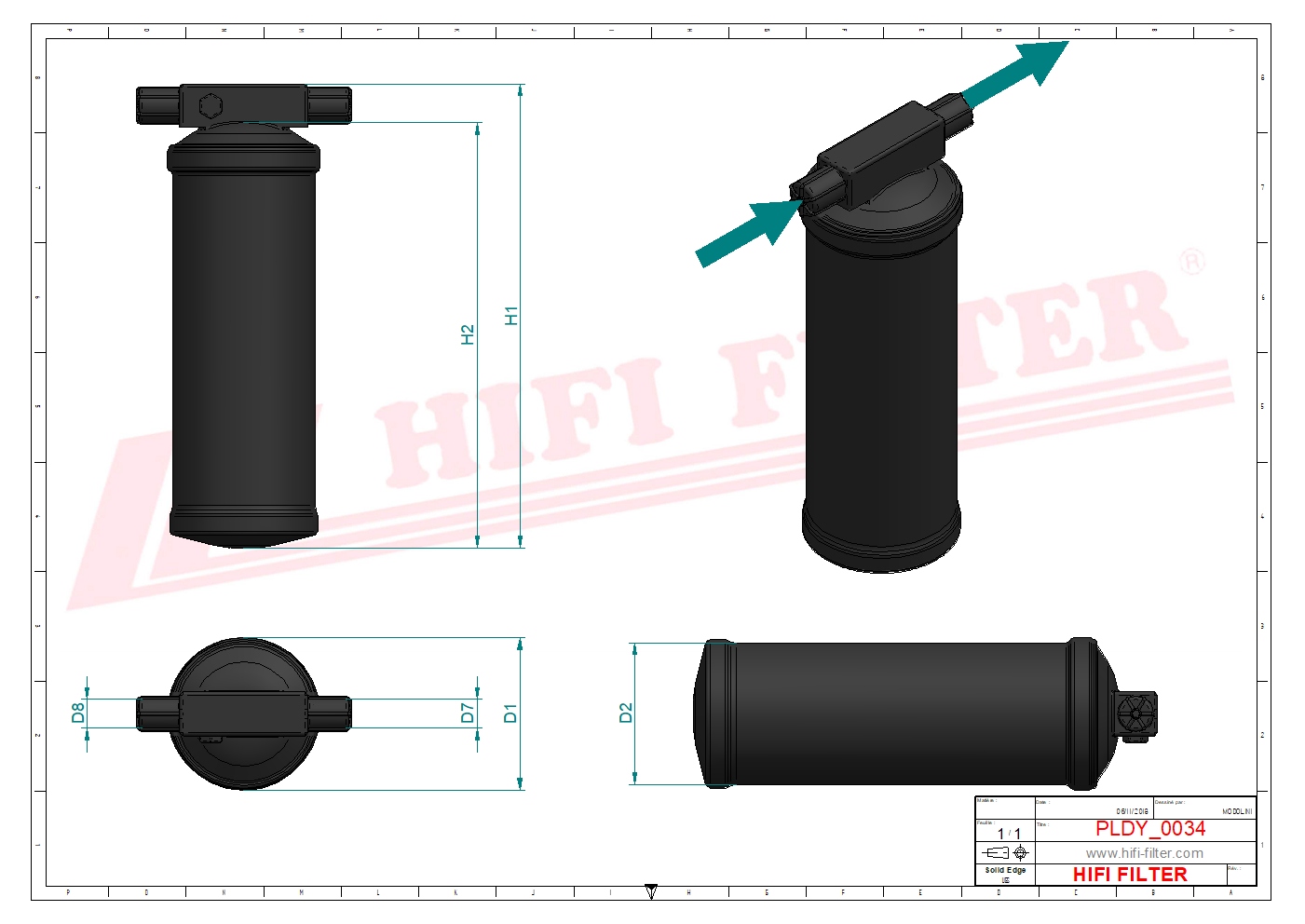 Schema tecnico Filtro Desidratatore Per Climatizzatori 1766600 per trattori e macchine agricole