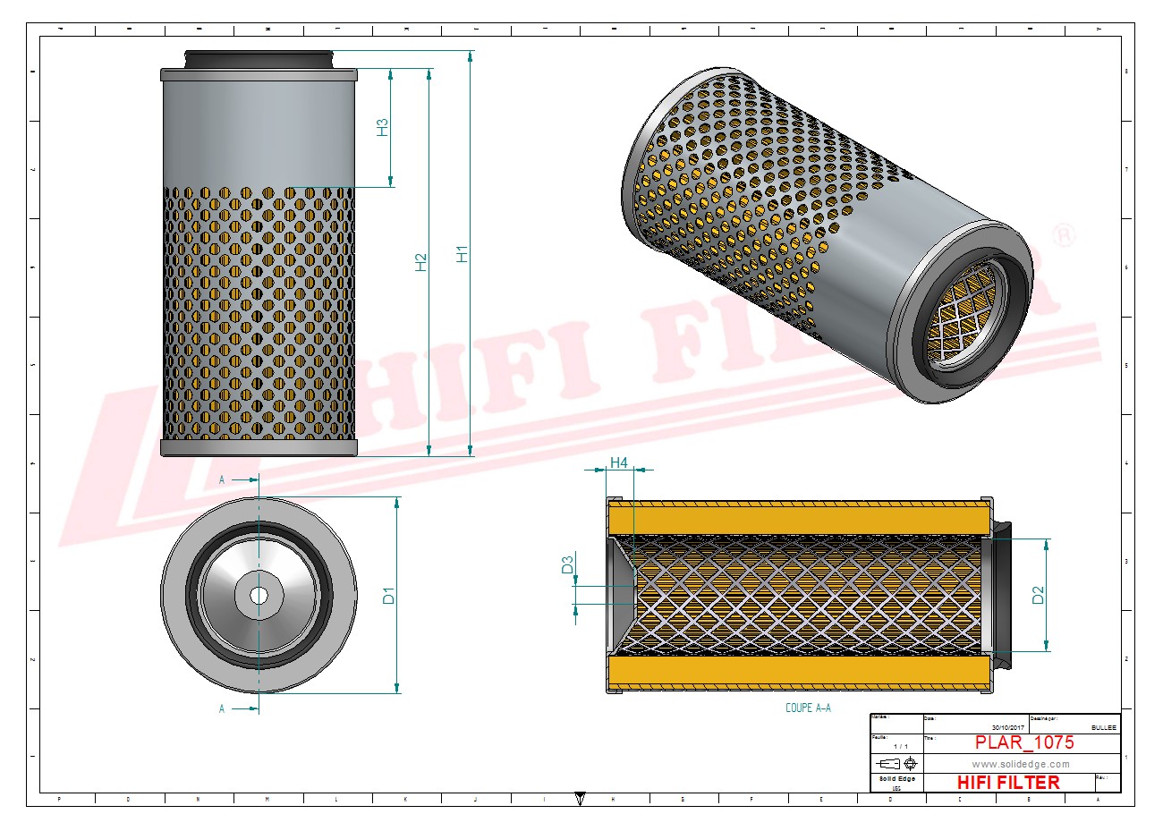 Schema tecnico Filtro aria
