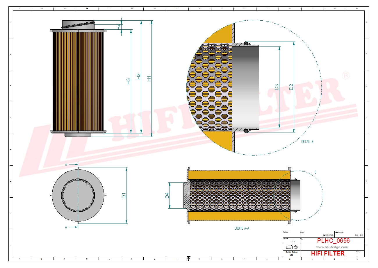 Schema tecnico Filtro idraulico P76-7968 per trattori e macchine agricole