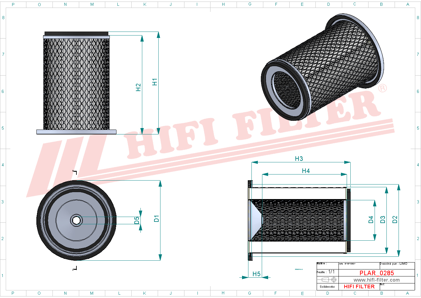 Schema tecnico Filtro aria