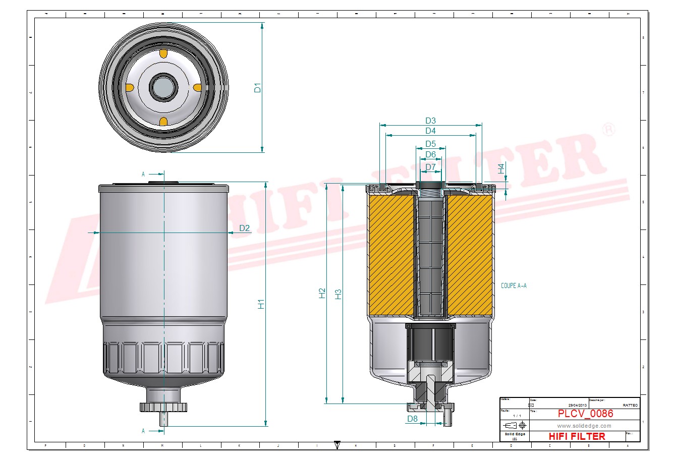 Schema tecnico Filtro carburante 4.531.2014F per trattori e macchine agricole