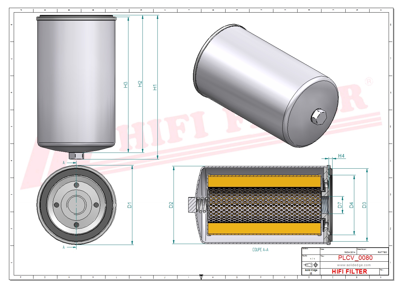 Schema tecnico Filtro carburante