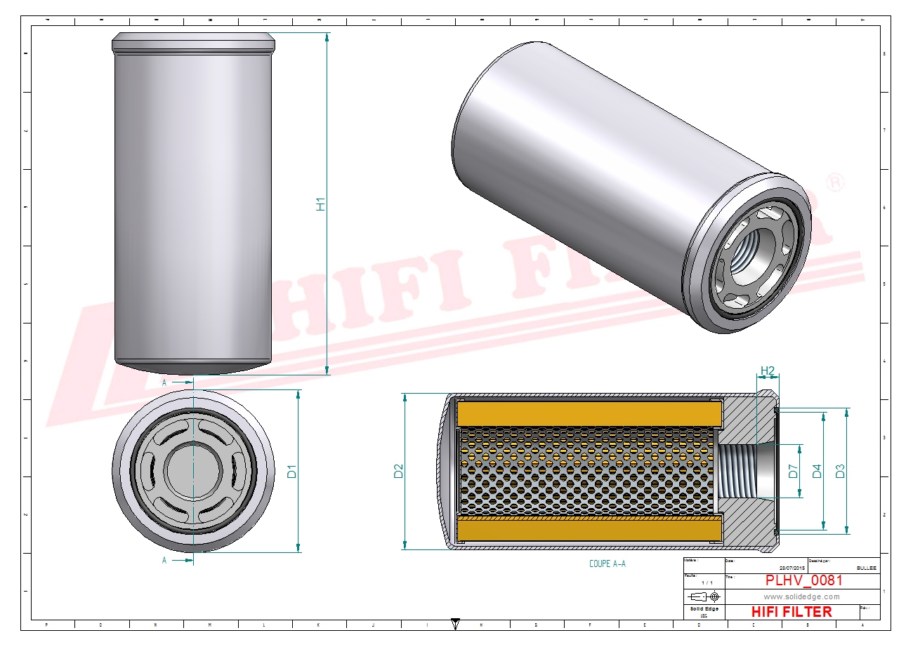Schema tecnico Filtro idraulico AT147496 per trattori e macchine agricole