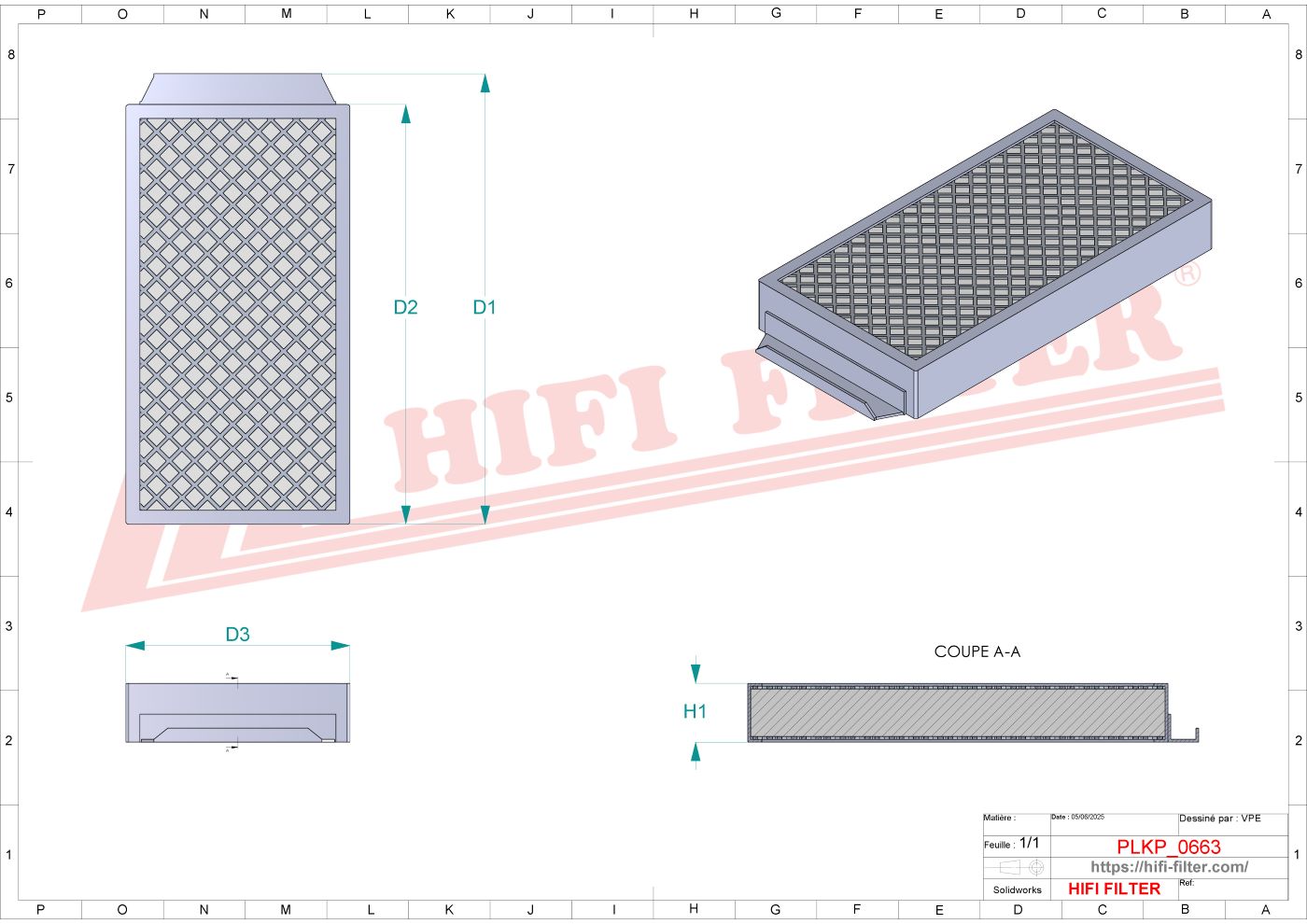 Schema tecnico Filtro abitacolo