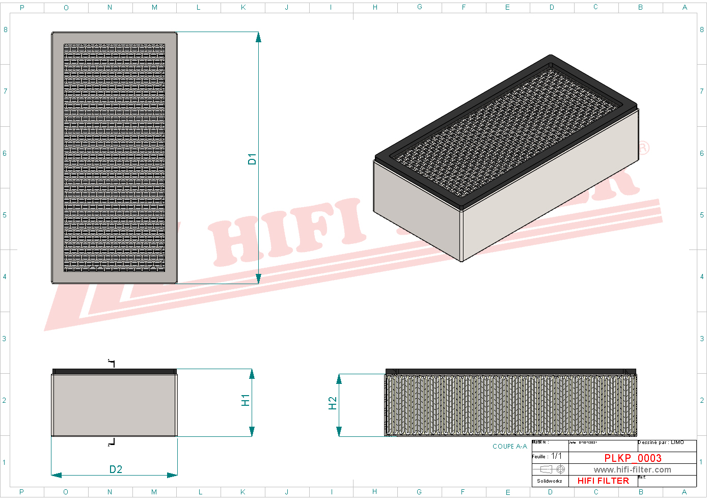 Schema tecnico Filtro abitacolo AT74377 per trattori e macchine agricole